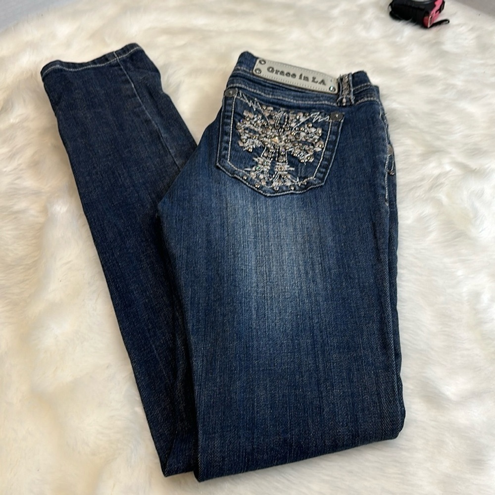 Grace in LA USA skinny jeans with bling pockets size 5